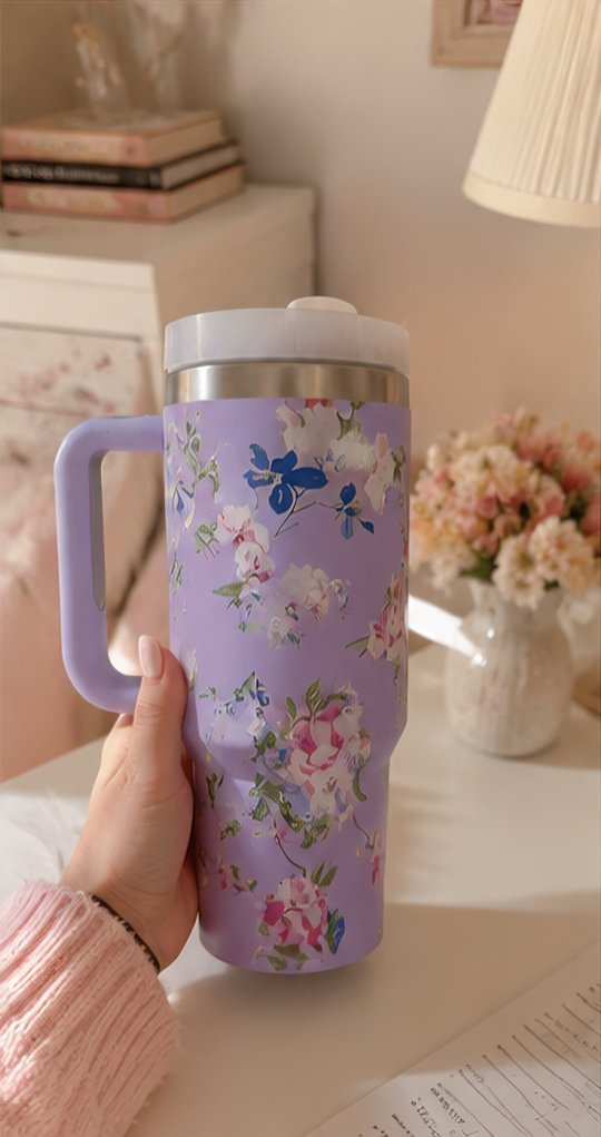 FloraBloom Tumbler 1.2L – Mug Isotherme Floral