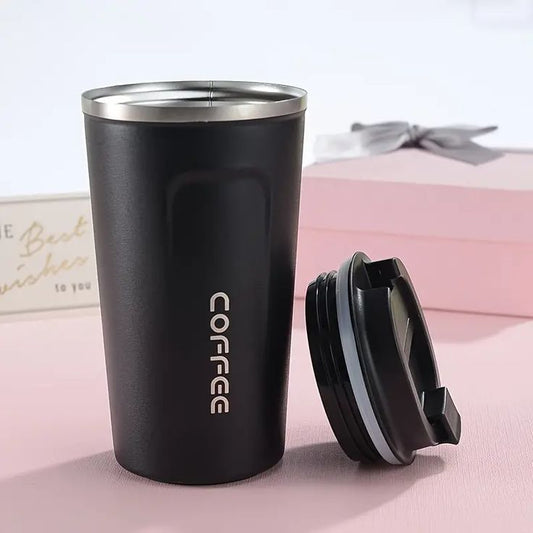 كوب قهوة حراري للسفر ستانلس ستيل - لون أسود فخم (Black)